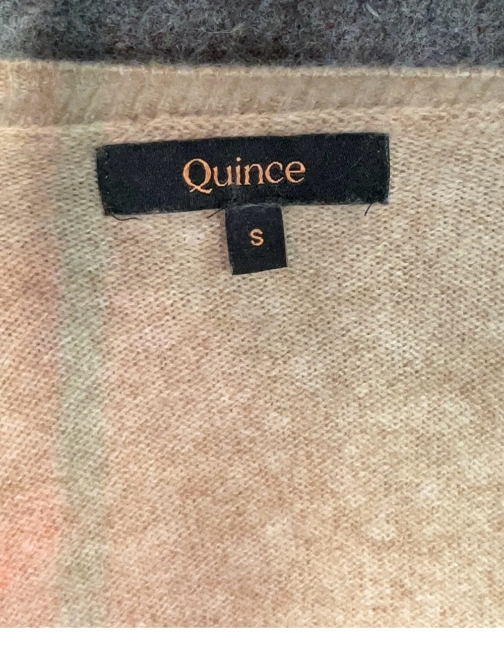 Quince 100% Mongolian Cashmere Sweater Small Beige Cream Striped Crewneck - Picture 8 of 10
